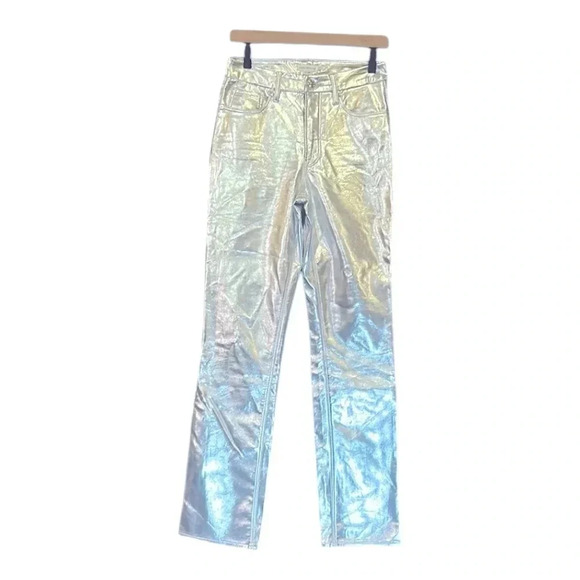 Good American Good Icon Metallic Faux Leather Pants Size 2/26 - Picture 4 of 9